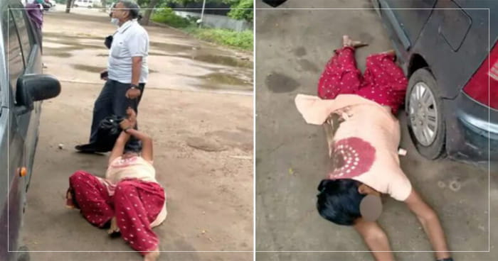 અમાનવીય વર્તન, ગાંધીનગર સિવિલના ગેટ નજીક રૂમાલ વેચીને પોતાનું ગુજરાન ચલાવતી વિધવા મહિલાને ડોક્ટરે 50 ફૂટ ઢસડી..