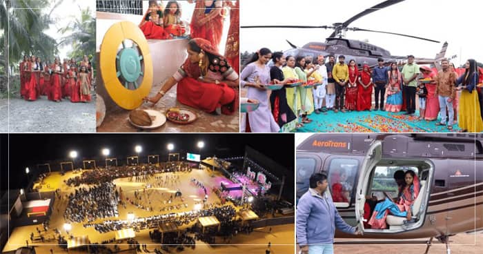 ગીર સોમનાથમાં જોવા મળ્યો લગ્નનો રજવાડી ઠાઠ, પહેલીવાર હેલીકોપ્ટરમાં જોડાઈ જાન, પારંપરિક પહેરવેશમાં જોવા મળી લગ્નની સુંદર ઝલક, જુઓ વીડિયો